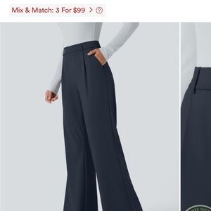 HALARA navy blue high waisted pocket work flare pants